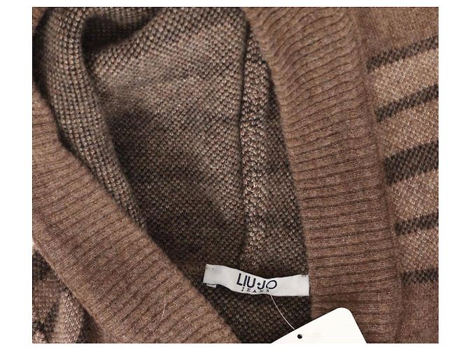 Liu.Jo Strickjacke mit Kapuze Braun Beige Wolle - Ansicht 3