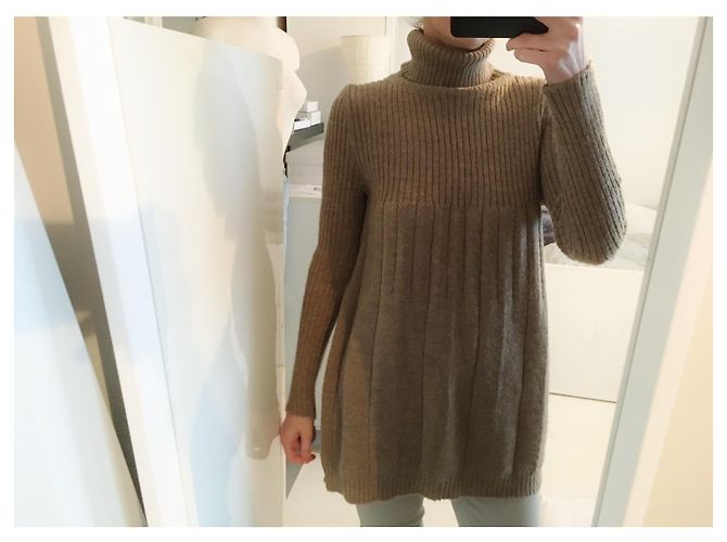 Vintage 30% Mohair, 10% Wolle. hergestellt in Italien. Plissee-Konstruktion. Braun - Ansicht 2