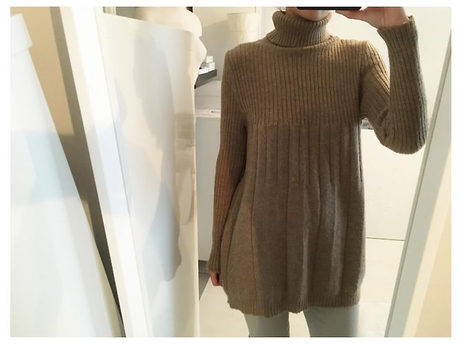 Vintage 30% Mohair, 10% Wolle. hergestellt in Italien. Plissee-Konstruktion. Braun - Ansicht 3