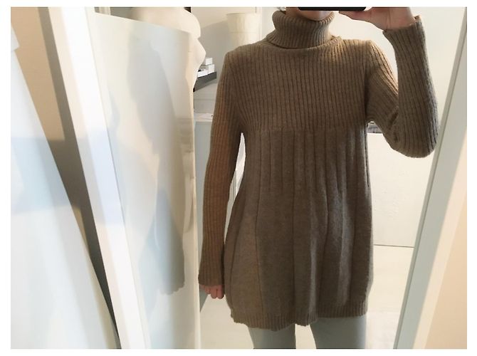 Vintage 30% Mohair, 10% Wolle. hergestellt in Italien. Plissee-Konstruktion. Braun - Ansicht 4