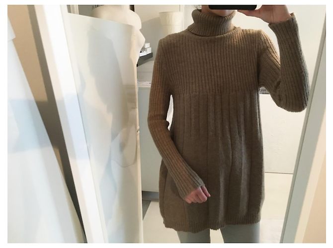 Vintage 30% Mohair, 10% Wolle. hergestellt in Italien. Plissee-Konstruktion. Braun - Ansicht 5