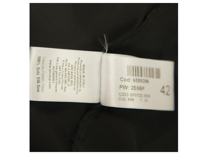 Top a camicetta lunga in seta nera Dondup con sciarpa taglia 42 Nero - vista 5