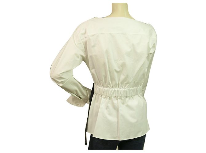Jil Sander Chaqueta de verano de algodón ligero estilo abrigo blanco talla 40 - vista 2
