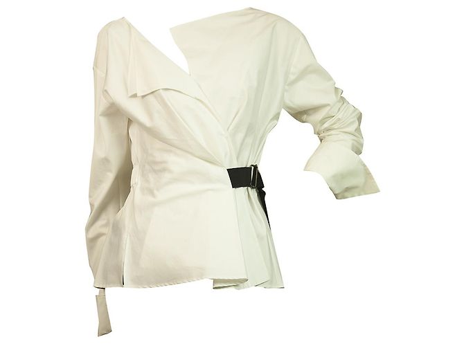 Jil Sander Chaqueta de verano de algodón ligero estilo abrigo blanco talla 40 - vista 6