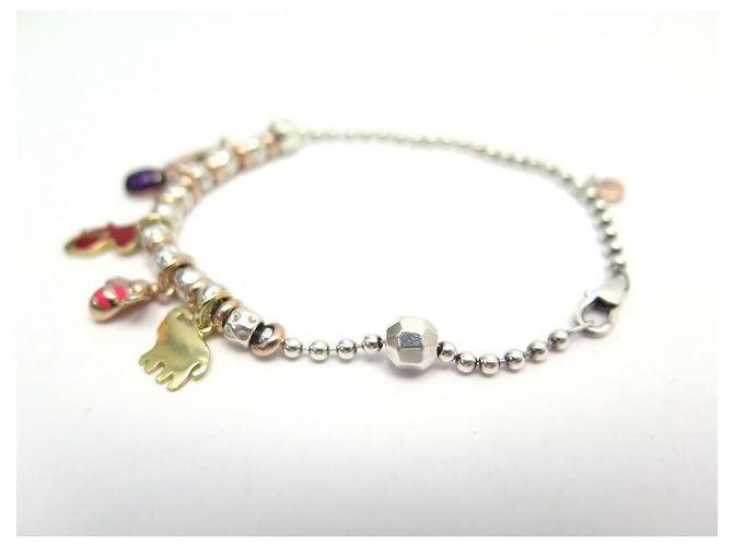 BRACCIALE DODO POMELLATO GRANELLI T20 IN ARGENTO E ORO ROSA CHARMS + SCATOLA - vista 2