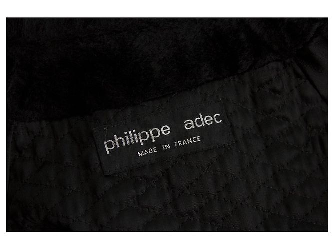 Philippe Adec Chaqueta de mujer suelta con mezcla de algodón y piel negra Talla de abrigo 1 Negro - vista 3
