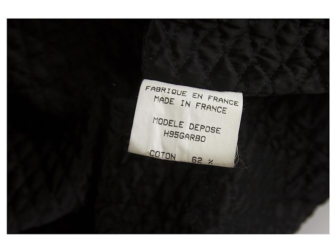 Philippe Adec Chaqueta de mujer suelta con mezcla de algodón y piel negra Talla de abrigo 1 Negro - vista 4