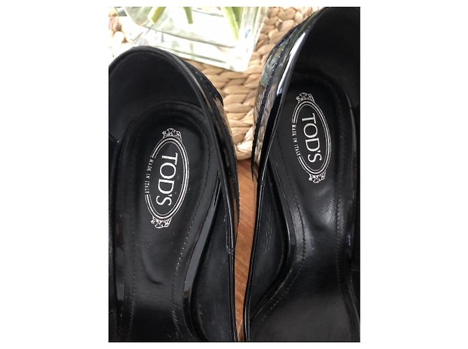Décolleté aperte Tod's in vernice nera 37 Nero - vista 2
