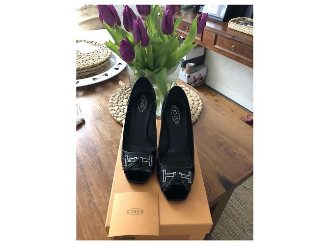 Décolleté aperte Tod's in vernice nera 37 Nero - vista 6