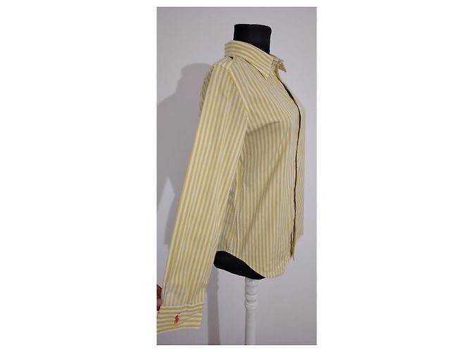 Camicia a righe Ralph Lauren bianca e gialla in cotone Bianco Giallo - vista 2