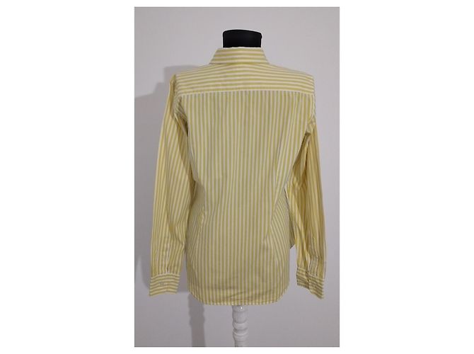 Camicia a righe Ralph Lauren bianca e gialla in cotone Bianco Giallo - vista 3
