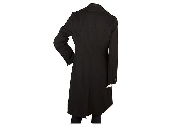 Bill Blass Black Angora Wool A Line Classic Warm Winter Coat size 8 Nero - vista 2