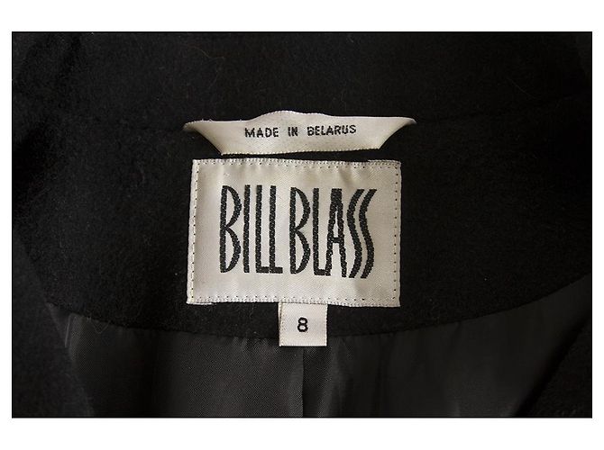 Bill Blass Black Angora Wool A Line Classic Warm Winter Coat size 8 Nero - vista 3