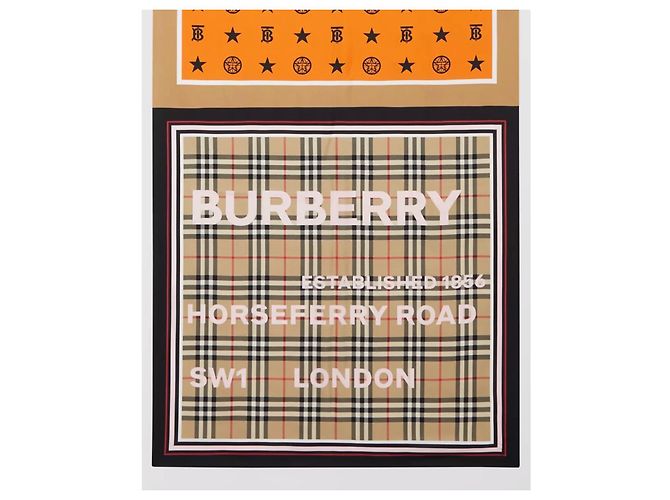Sciarpa in seta con stampa Burberry Montage 210X70 cm Multicolore - vista 10