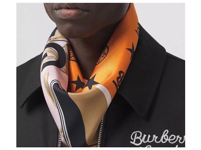 Sciarpa in seta con stampa Burberry Montage 210X70 cm Multicolore - vista 11