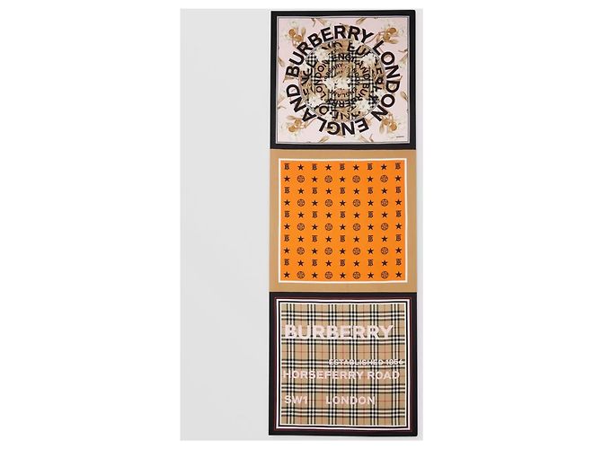 Sciarpa in seta con stampa Burberry Montage 210X70 cm Multicolore - vista 9