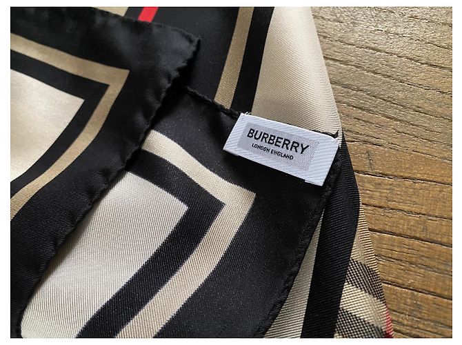 Sciarpa in seta con Monogramma, righe iconiche e check Burberry - vista 2