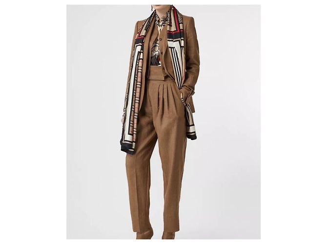 Sciarpa in seta con Monogramma, righe iconiche e check Burberry - vista 7