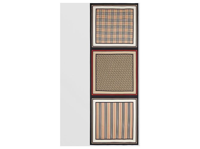 Sciarpa in seta con Monogramma, righe iconiche e check Burberry - vista 9