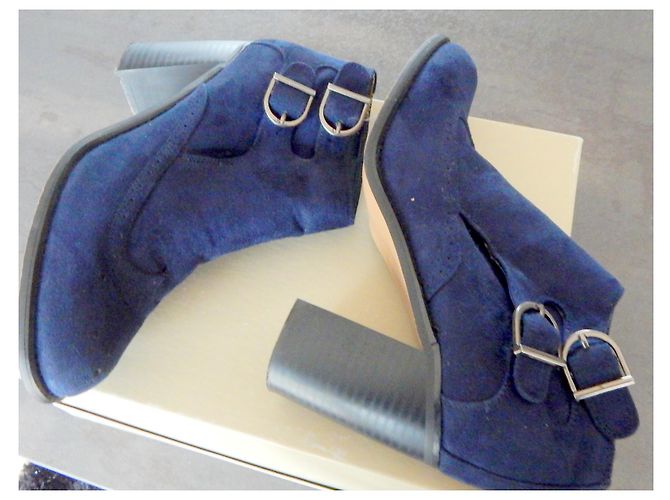 Autre Marque Stivaletti Vanessa WU in camoscio blu navy - vista 3