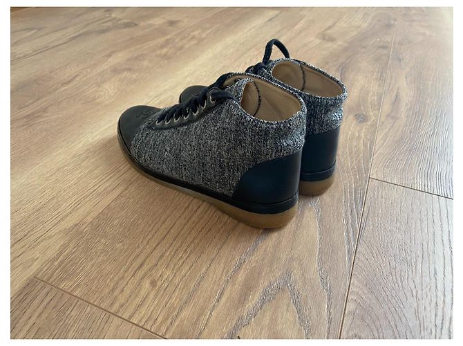Botas Chanel de tweed e couro cinza 37.5 - vista 11