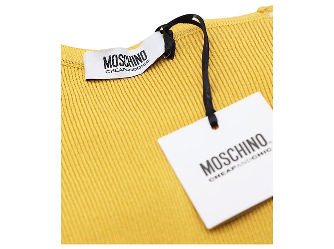 Moschino Günstiger und schicker Strickpullover mit Spitzenärmeln in Rayongelb - Ansicht 4