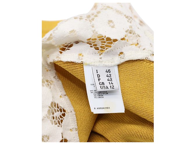 Moschino Günstiger und schicker Strickpullover mit Spitzenärmeln in Rayongelb - Ansicht 5