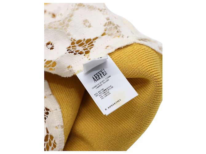 Moschino Günstiger und schicker Strickpullover mit Spitzenärmeln in Rayongelb - Ansicht 6