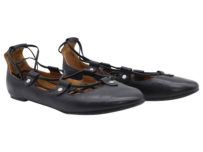 Isabel Marant Ballerine Lali in pelle nera - vista 3