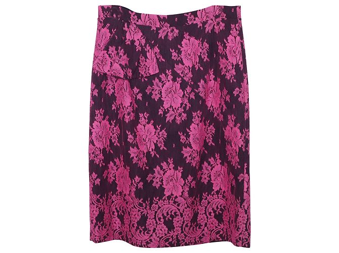 Falda de encaje floral en viscosa rosa de Erdem Shawna - vista 3