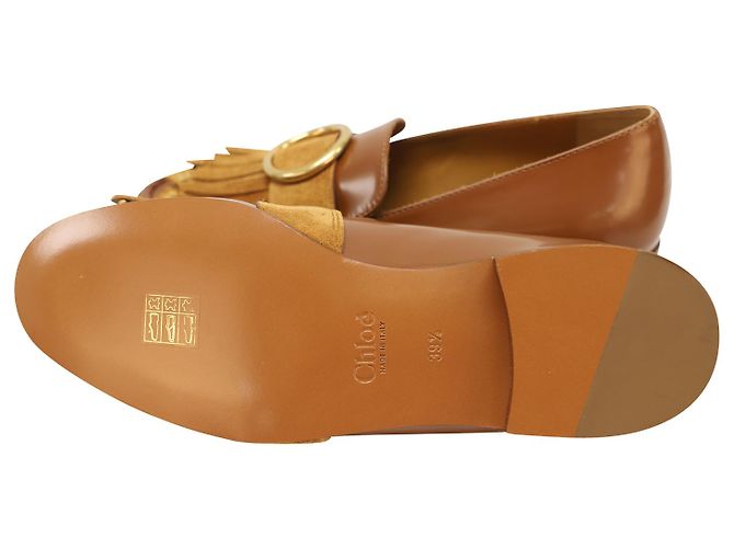 Mocasín Chloé Olly con flecos en cuero marrón - vista 6
