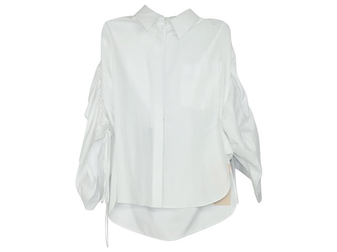 Autre Marque Antonio Berardi Camicia oversize con ruches in cotone bianco - vista 3