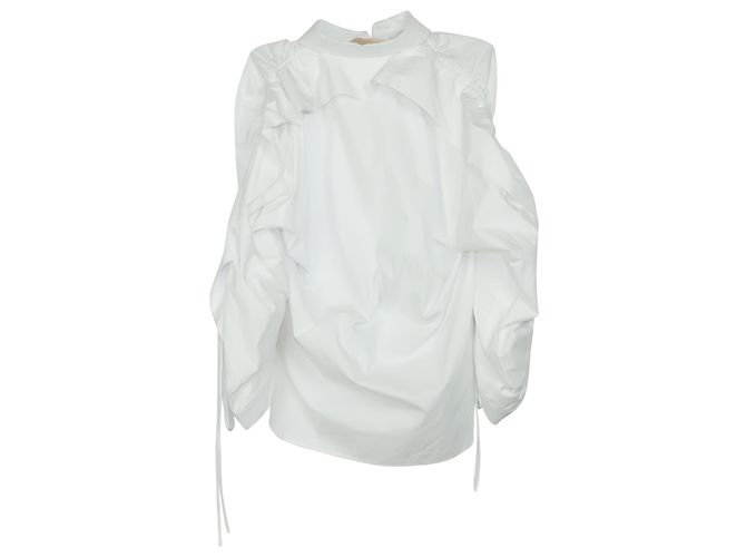 Autre Marque Antonio Berardi Camicia oversize con ruches in cotone bianco - vista 4
