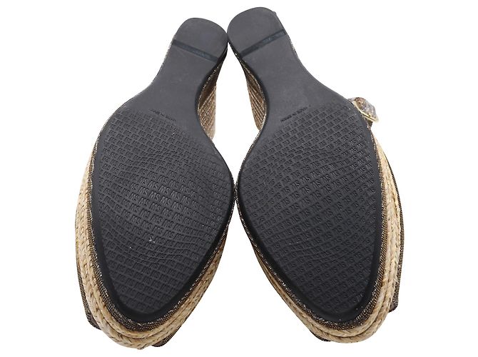 Stuart Weitzman Jean Zeppa aperta in sughero in pelle glitterata argento - vista 5