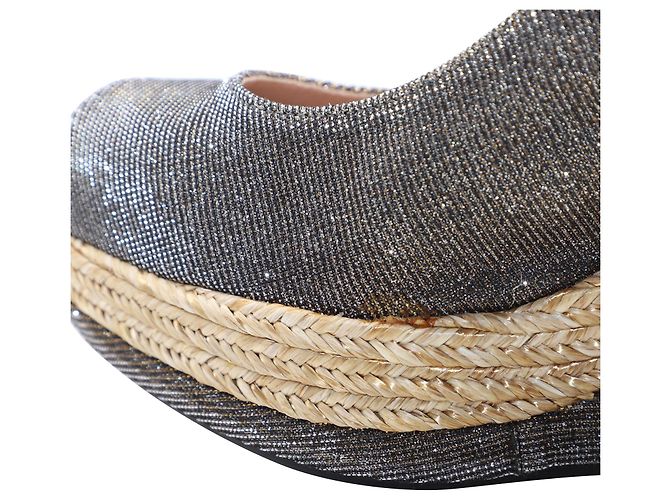 Stuart Weitzman Jean Zeppa aperta in sughero in pelle glitterata argento - vista 9