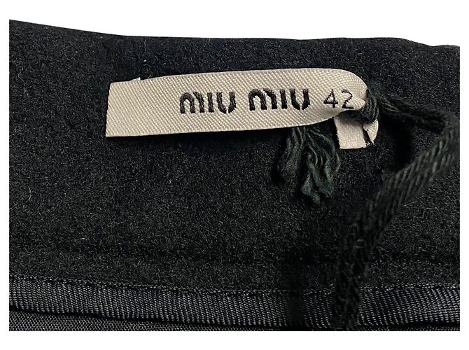 Miu Miu High Rise Maxirock aus schwarzer Wolle - Ansicht 3