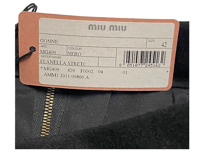 Miu Miu High Rise Maxirock aus schwarzer Wolle - Ansicht 6
