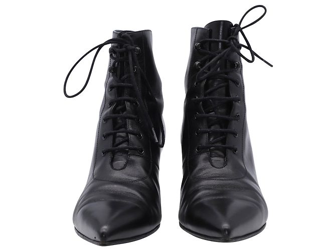 Saint Laurent Charlotte Schuhe aus schwarzem Leder - Ansicht 2