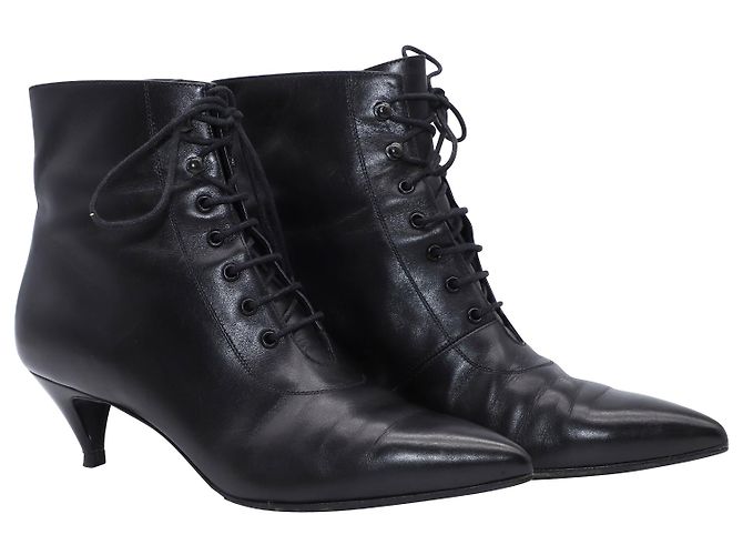 Saint Laurent Charlotte Schuhe aus schwarzem Leder - Ansicht 4