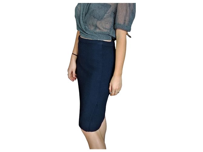 Falda Chanel de tweed de lana azul - vista 2