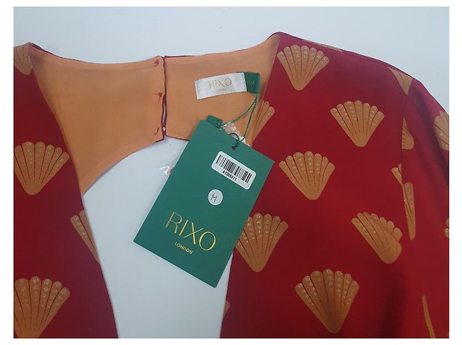 Autre Marque RIXO Patterned Sheath Dress V Neck Open Back Red M Multiple colors - view 8