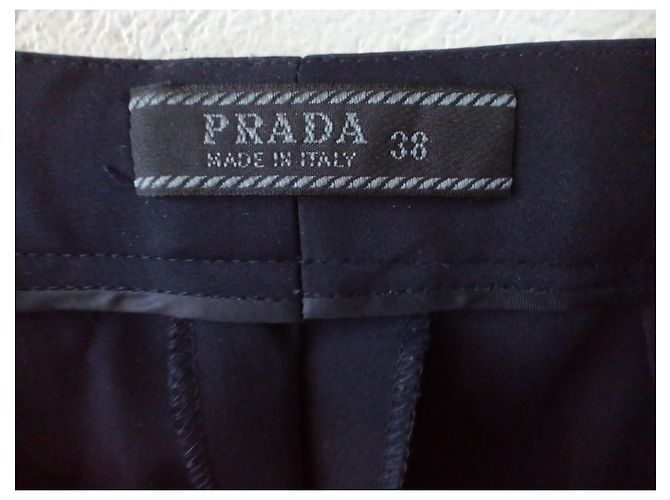 Prada Seidenhose gerade in Navy Blau - Ansicht 3