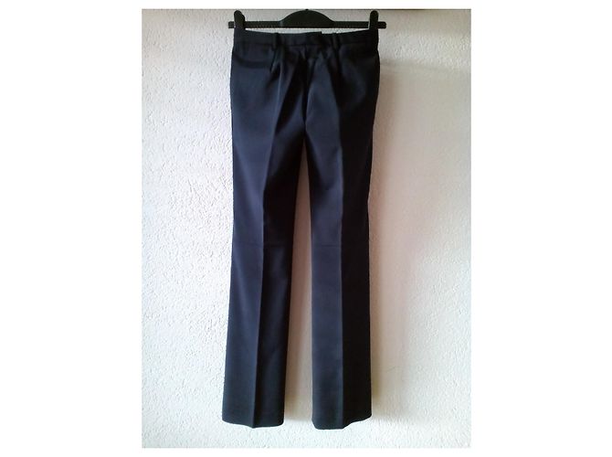 Prada Seidenhose gerade in Navy Blau - Ansicht 4