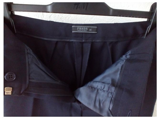 Prada Seidenhose gerade in Navy Blau - Ansicht 5