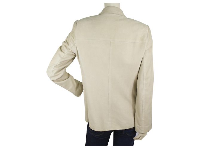 Miu Miu Beige Suede Leather Classic Three Buttons Jacket size 42 - view 2