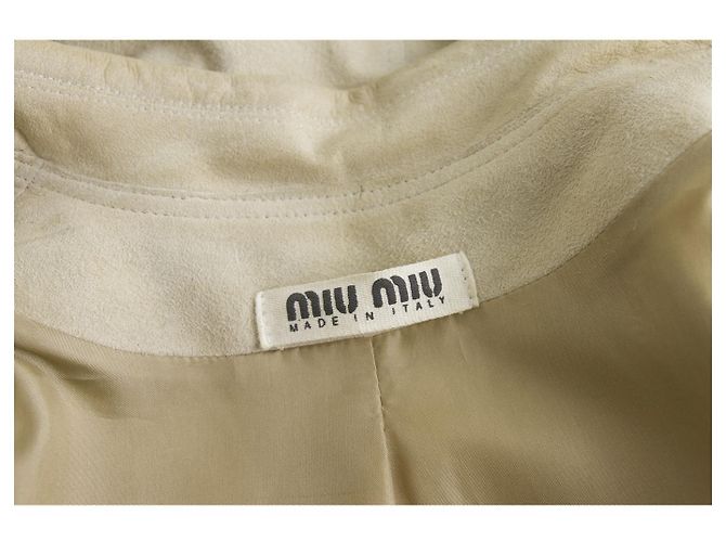 Miu Miu Beige Suede Leather Classic Three Buttons Jacket size 42 - view 3