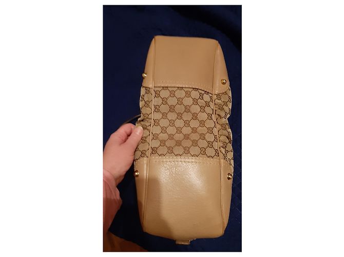 Gucci Handtasche beige aus Leder und Baumwolle - Ansicht 10