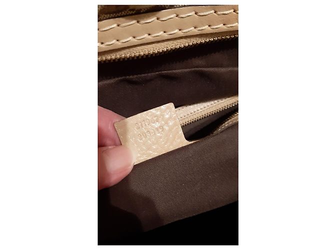 Gucci Handtasche beige aus Leder und Baumwolle - Ansicht 3