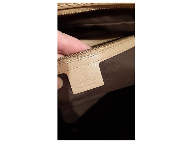 Gucci Handtasche beige aus Leder und Baumwolle - Ansicht 4