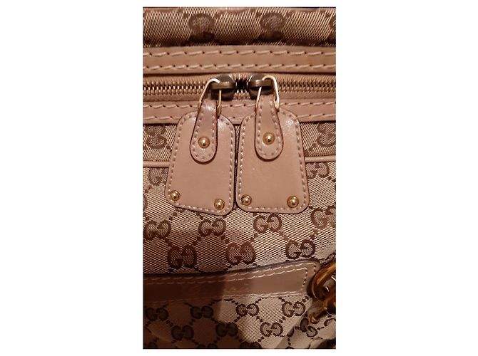 Gucci Handtasche beige aus Leder und Baumwolle - Ansicht 6